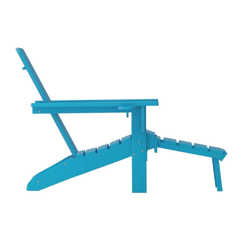 Chaise Adirondack commerciale tout temps avec pouf escamotable et porte-gobelet