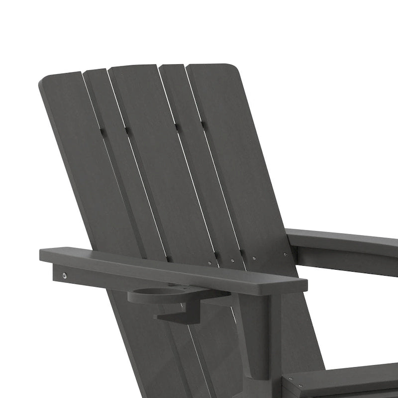 Chaise Adirondack commerciale tout temps avec pouf escamotable et porte-gobelet