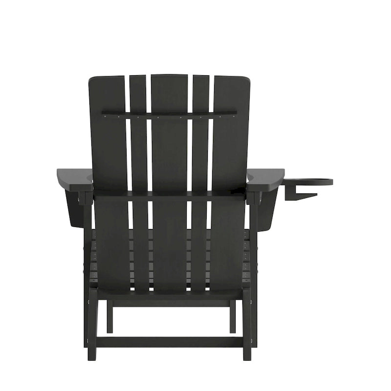 Chaise Adirondack commerciale tout temps avec pouf escamotable et porte-gobelet