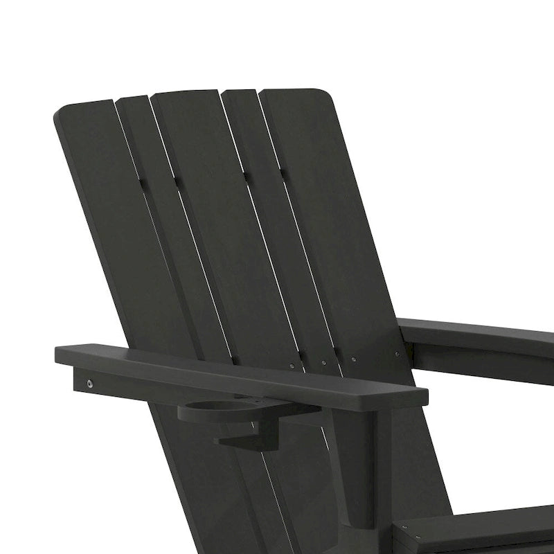 Chaise Adirondack commerciale tout temps avec pouf escamotable et porte-gobelet
