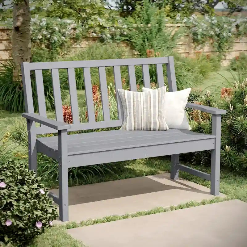 Banc commercial robuste toutes saisons en PEHD recyclé avec assise incurvée