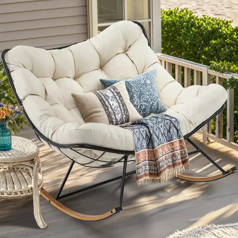 Fauteuil à bascule d'extérieur Moasis avec coussin