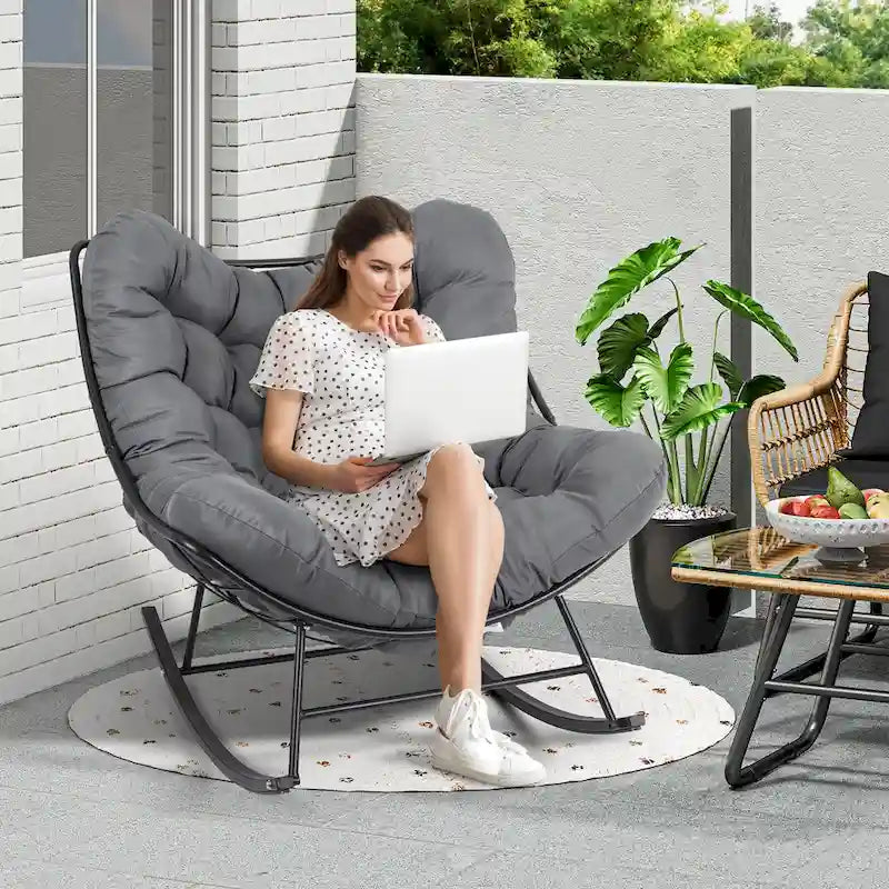 Fauteuil à bascule d'extérieur Moasis avec coussin