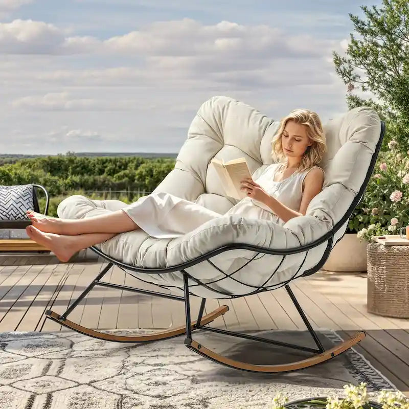 Fauteuil à bascule d'extérieur Moasis avec coussin
