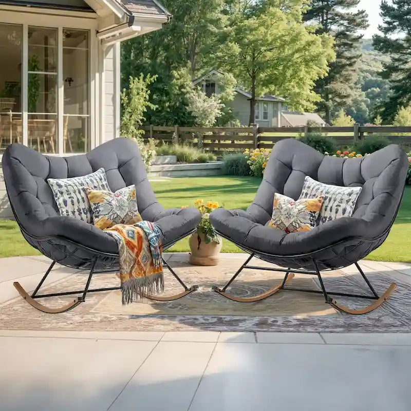 Fauteuil à bascule d'extérieur Moasis avec coussin