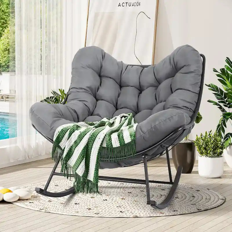 Fauteuil à bascule d'extérieur Moasis avec coussin