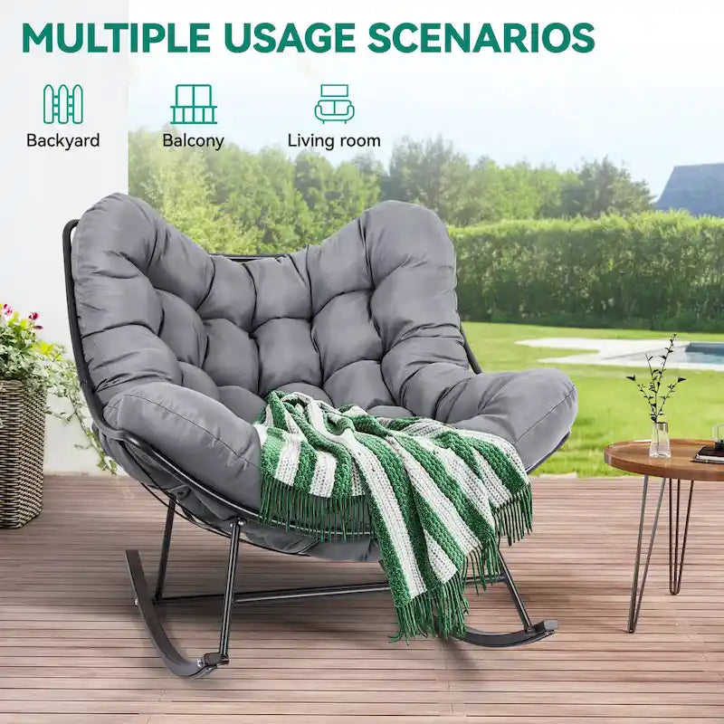 Fauteuil à bascule d'extérieur Moasis avec coussin