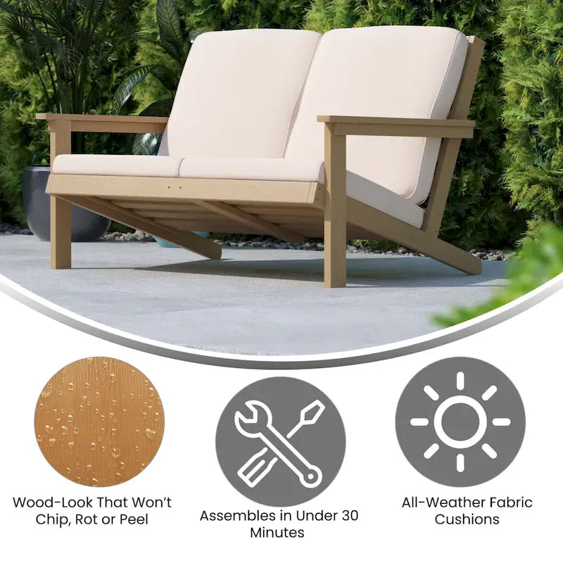 Causeuse et coussins Adirondack tout temps en résine de polyéthylène