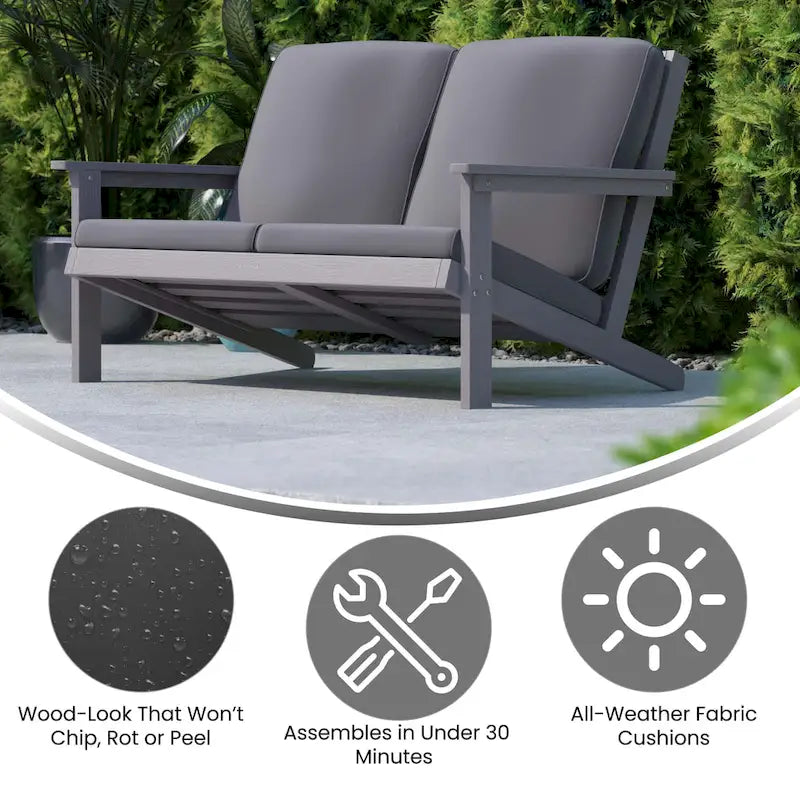 Causeuse et coussins Adirondack tout temps en résine de polyéthylène