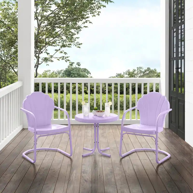 Ensemble de 3 chaises de jardin rétro Crosley Tulip