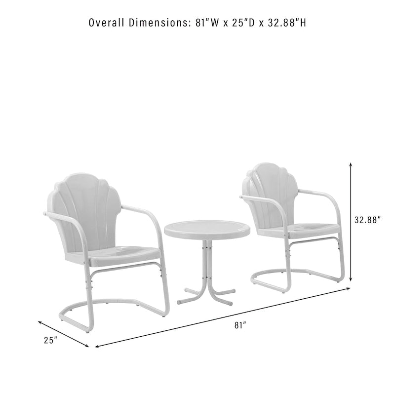 Ensemble de 3 chaises de jardin rétro Crosley Tulip