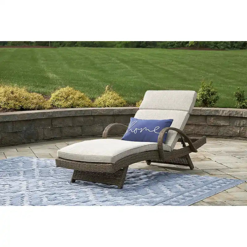 Signature Design by Ashley Beachcroft Beige Outdoor Chaise Lounge with Cushion - 30.13 W x 79.38 D x 39.75 H