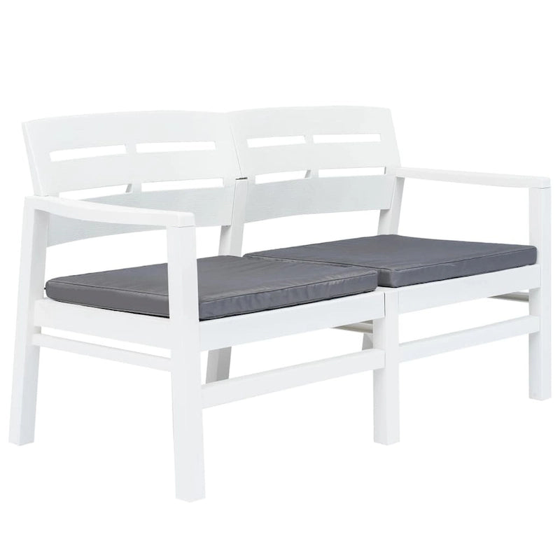 vidaXL Patio Garden Bench Loveseat 2-Seater Patio Bench with Cushions Plastic - 52.4x25.6x29.3