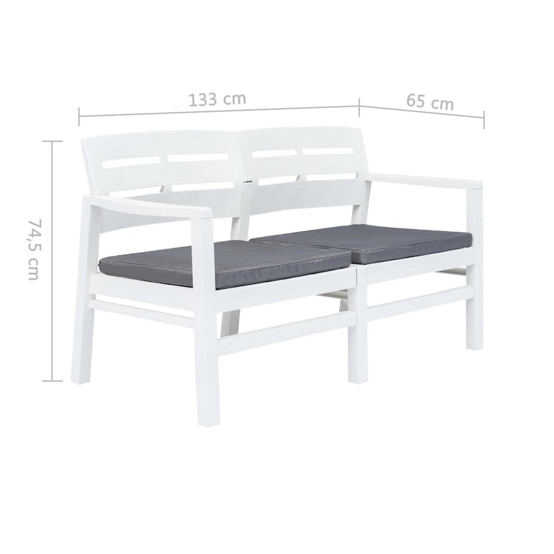 vidaXL Banc de jardin causeuse 2 places avec coussins en plastique - 52,4x25,6x29,3