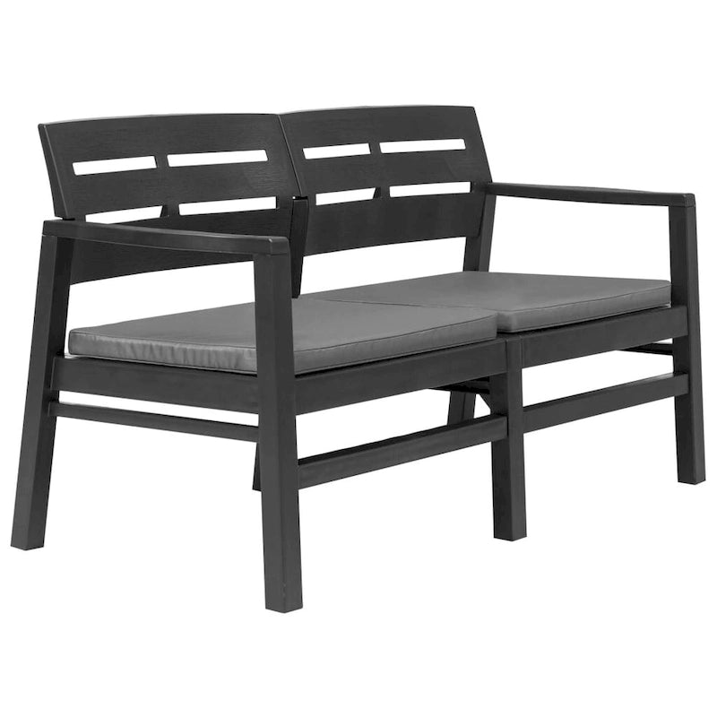 vidaXL Banc de jardin causeuse 2 places avec coussins en plastique - 52,4x25,6x29,3