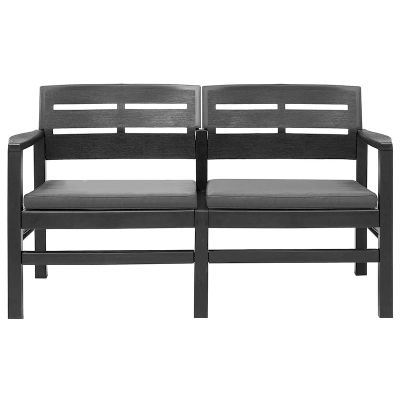 vidaXL Banc de jardin causeuse 2 places avec coussins en plastique - 52,4x25,6x29,3