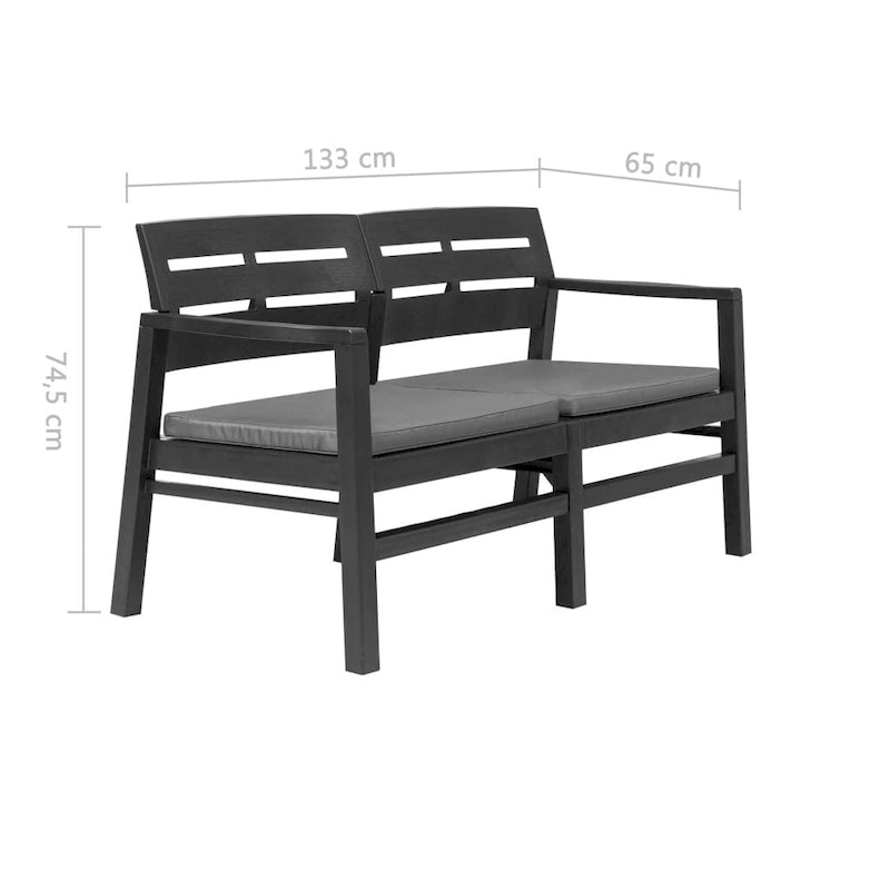 vidaXL Banc de jardin causeuse 2 places avec coussins en plastique - 52,4x25,6x29,3