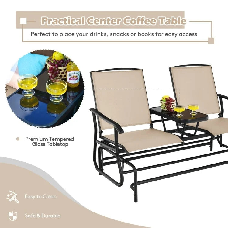 Causeuse confortable 2 places pour patio et jardin - 57 x 28 x 38 (L x l x H)