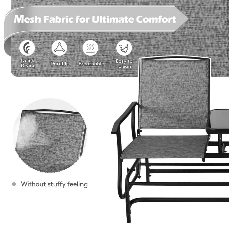 Causeuse confortable 2 places pour patio et jardin - 57 x 28 x 38 (L x l x H)