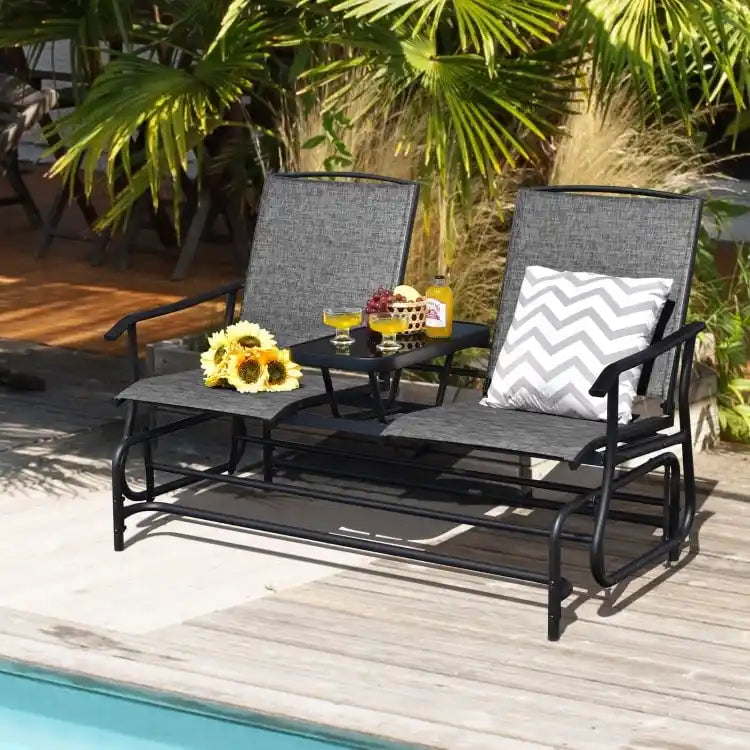 Causeuse confortable 2 places pour patio et jardin - 57 x 28 x 38 (L x l x H)