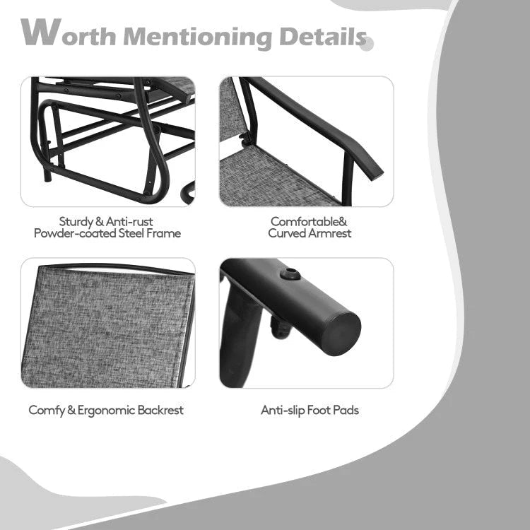 Causeuse confortable 2 places pour patio et jardin - 57 x 28 x 38 (L x l x H)