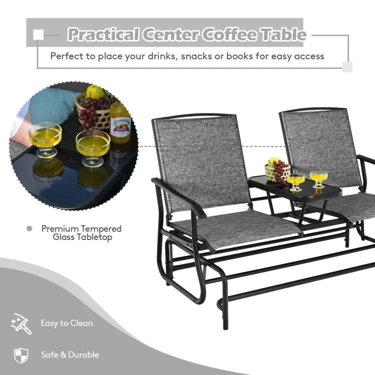 Causeuse confortable 2 places pour patio et jardin - 57 x 28 x 38 (L x l x H)