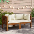 vidaXL Corner Sofas 2 pcs with Cream White Cushions Solid Acacia Wood - 27.2 x 27.2 x 24.6