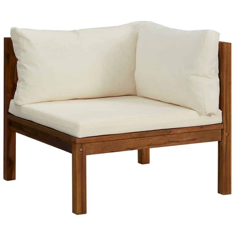 vidaXL Canapés d'angle 2 pcs avec coussins crème blanc Bois d'acacia massif - 27,2 x 27,2 x 24,6