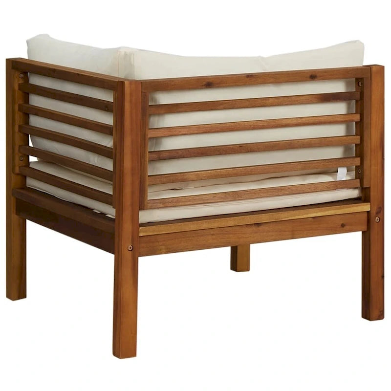 vidaXL Canapés d'angle 2 pcs avec coussins crème blanc Bois d'acacia massif - 27,2 x 27,2 x 24,6