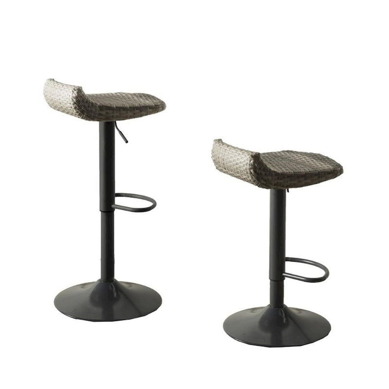 Tabouret de bar d'extérieur Max 34 pouces, résine noire tressée, pliable, lot de 2
