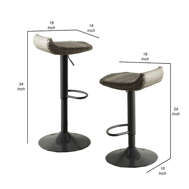 Tabouret de bar d'extérieur Max 34 pouces, résine noire tressée, pliable, lot de 2