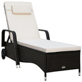 Chaise longue d'extérieur en osier rembourrée avec dossier réglable - 79,0 x 27,5 x 21 (L x l x H)