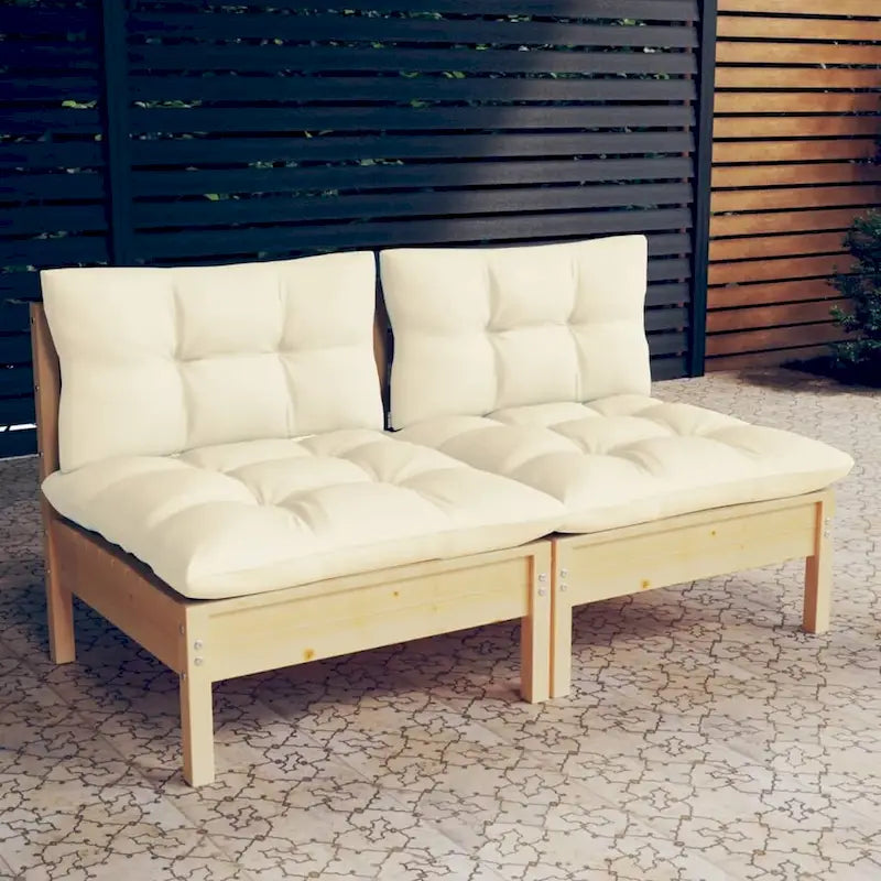 vidaXL Canapé de jardin 2 places en pin massif avec coussins de plusieurs couleurs - 25 x 25 x 24,6