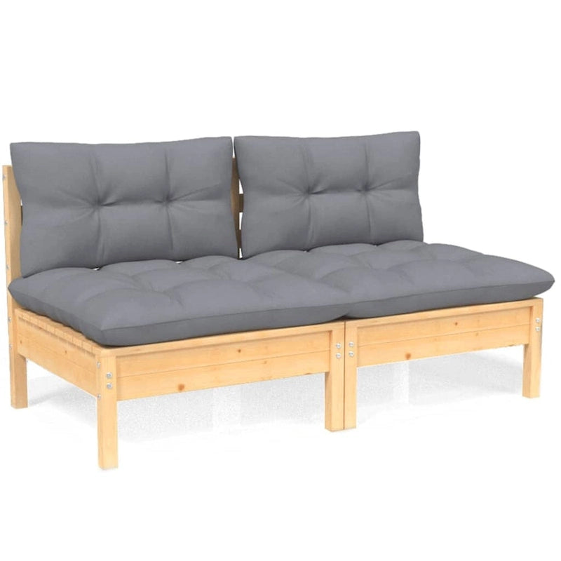 vidaXL Canapé de jardin 2 places en pin massif avec coussins de plusieurs couleurs - 25 x 25 x 24,6