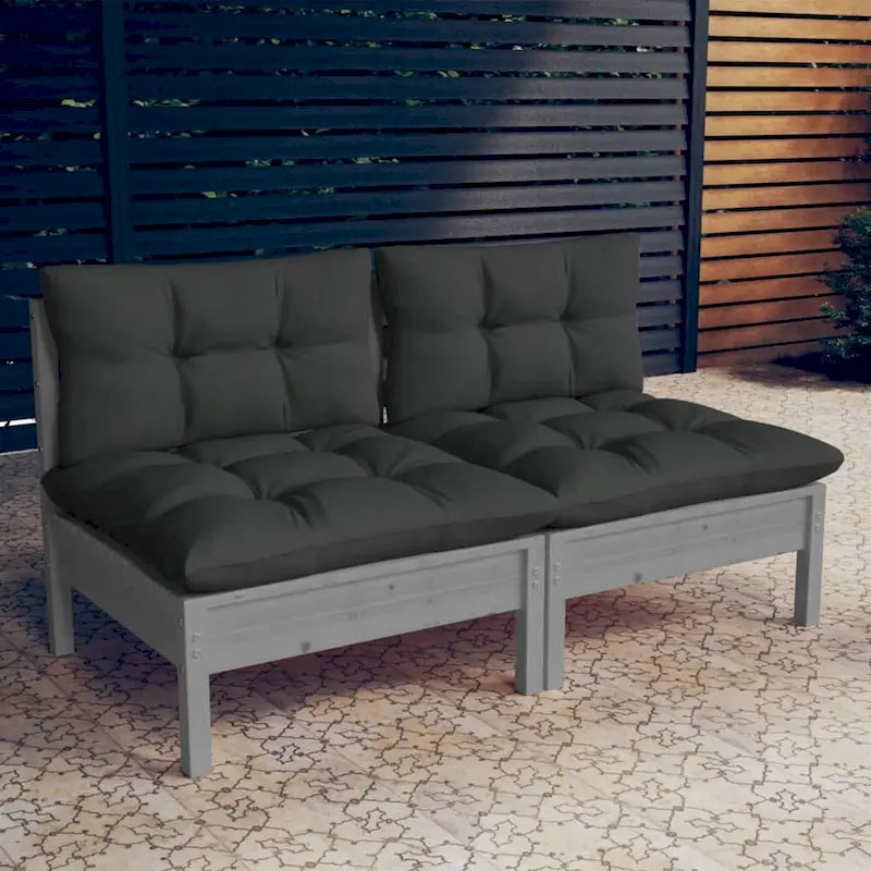 vidaXL Canapé de jardin 2 places en pin massif avec coussins de plusieurs couleurs - 25 x 25 x 24,6