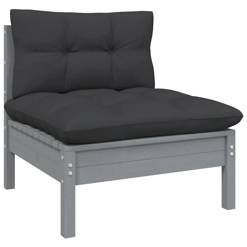 vidaXL Canapé de jardin 2 places en pin massif avec coussins de plusieurs couleurs - 25 x 25 x 24,6