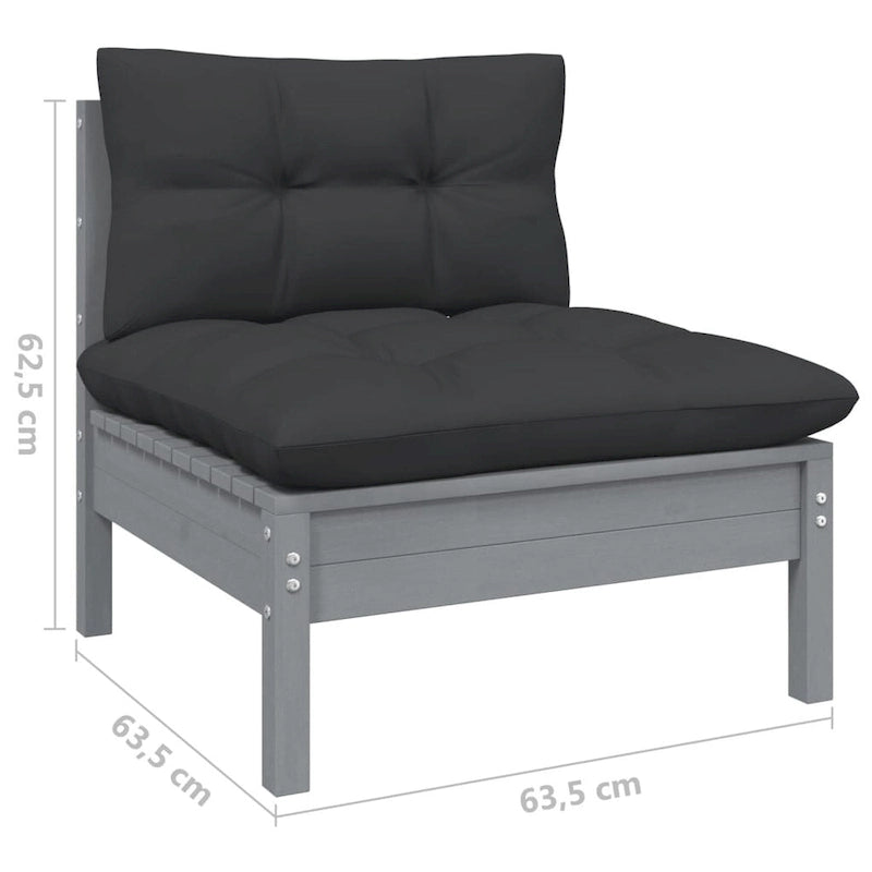 vidaXL Canapé de jardin 2 places en pin massif avec coussins de plusieurs couleurs - 25 x 25 x 24,6