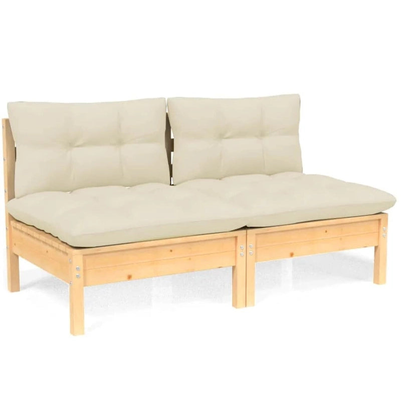 vidaXL Canapé de jardin 2 places en pin massif avec coussins de plusieurs couleurs - 25 x 25 x 24,6