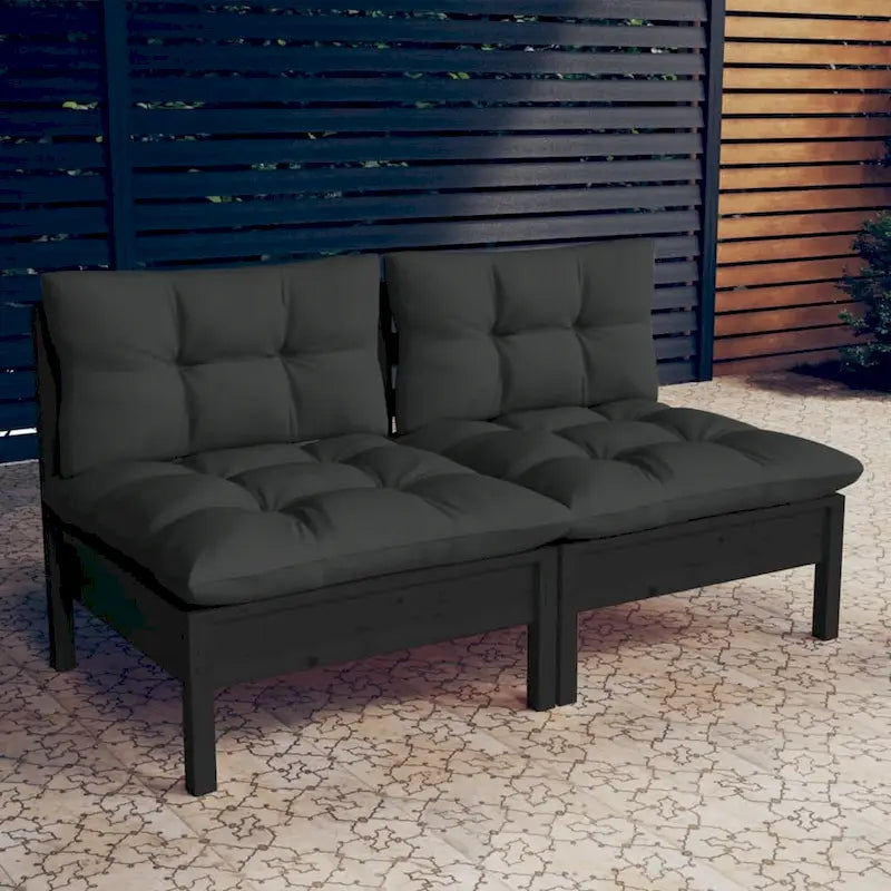 vidaXL Canapé de jardin 2 places en pin massif avec coussins de plusieurs couleurs - 25 x 25 x 24,6