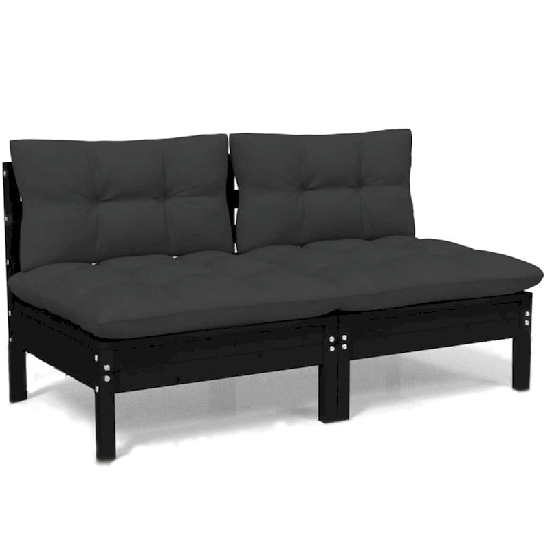 vidaXL Canapé de jardin 2 places en pin massif avec coussins de plusieurs couleurs - 25 x 25 x 24,6