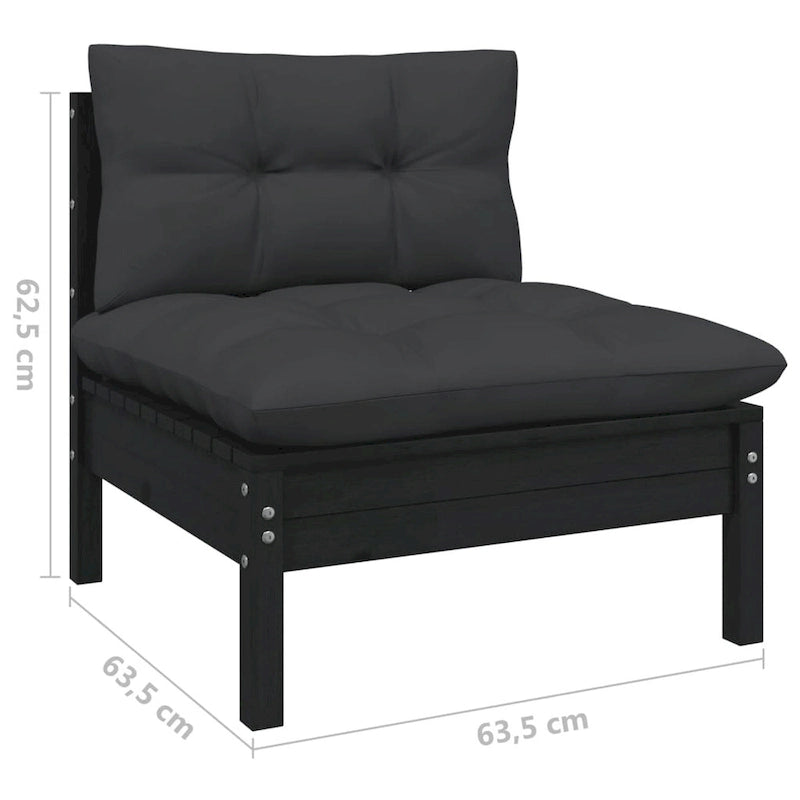 vidaXL Canapé de jardin 2 places en pin massif avec coussins de plusieurs couleurs - 25 x 25 x 24,6