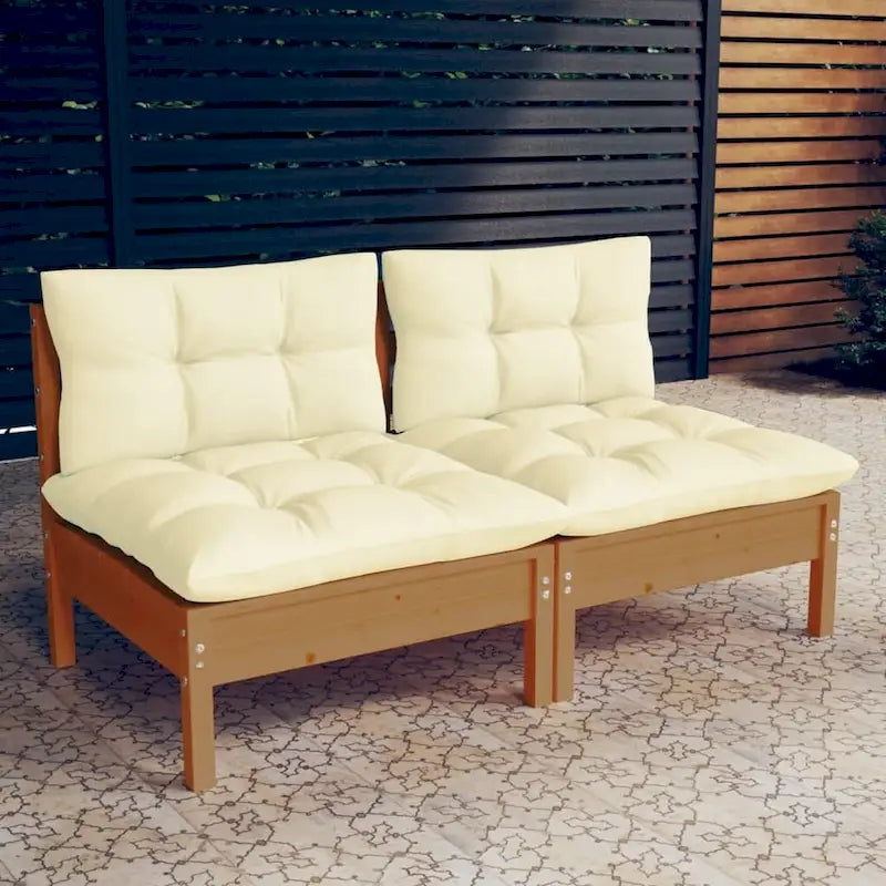 vidaXL Canapé de jardin 2 places en pin massif avec coussins de plusieurs couleurs - 25 x 25 x 24,6