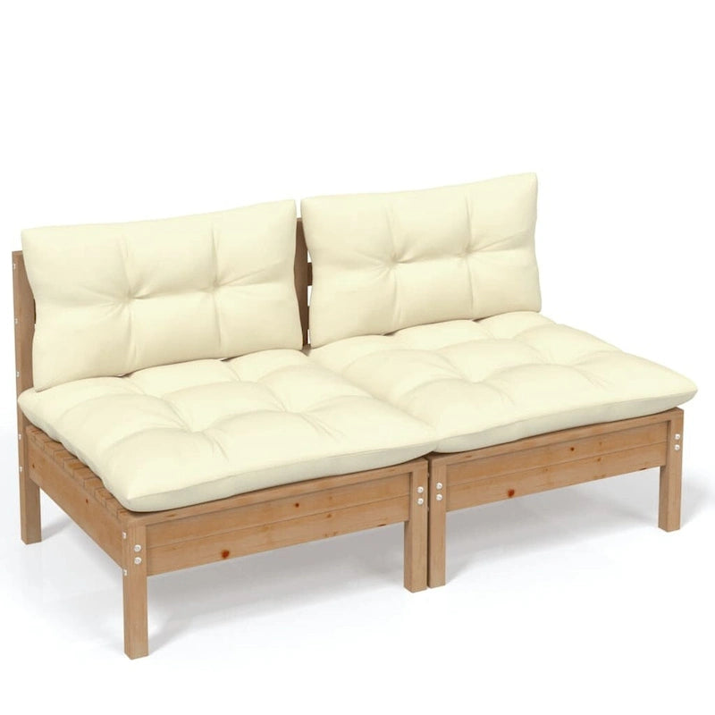 vidaXL Canapé de jardin 2 places en pin massif avec coussins de plusieurs couleurs - 25 x 25 x 24,6