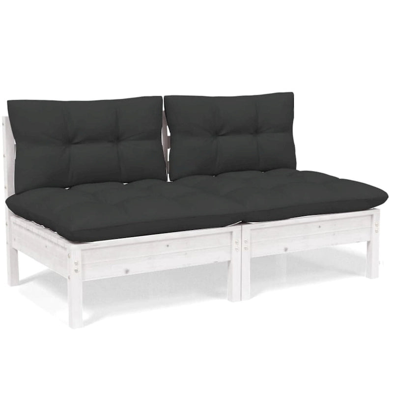 vidaXL Canapé de jardin 2 places en pin massif avec coussins de plusieurs couleurs - 25 x 25 x 24,6