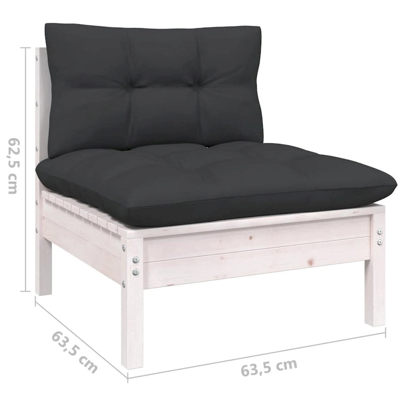 vidaXL Canapé de jardin 2 places en pin massif avec coussins de plusieurs couleurs - 25 x 25 x 24,6