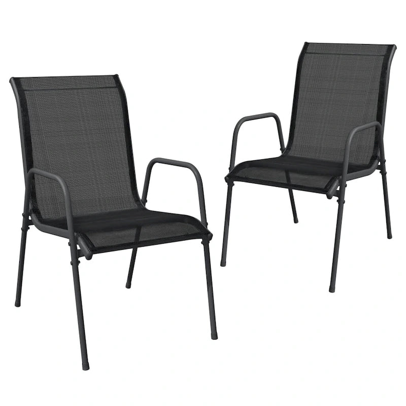 vidaXL Chaises de jardin empilables en acier et textilène noir