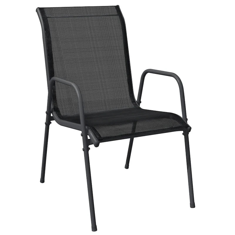 vidaXL Chaises de jardin empilables en acier et textilène noir
