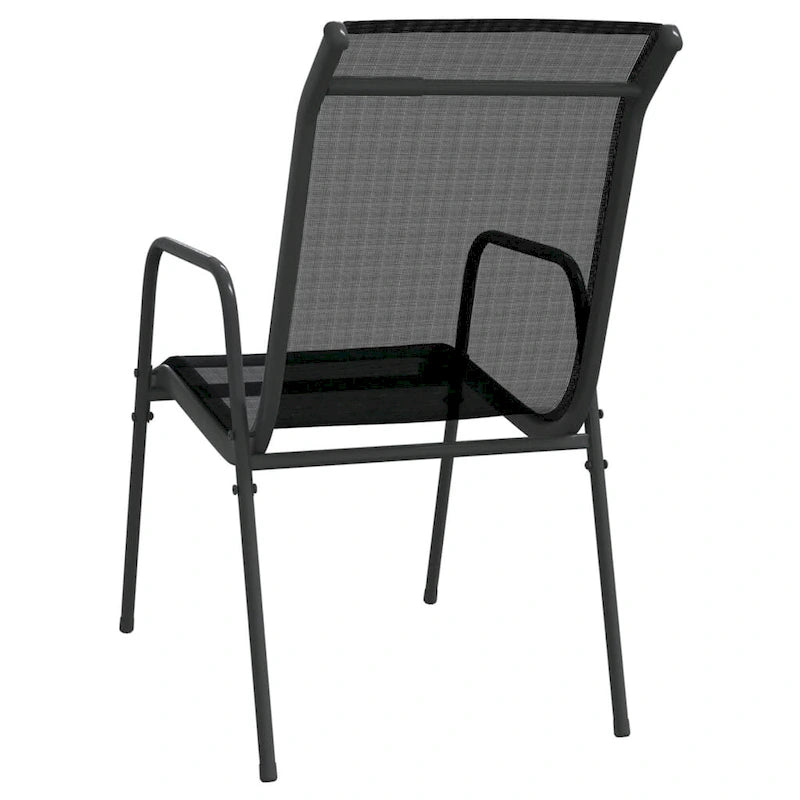 vidaXL Chaises de jardin empilables en acier et textilène noir