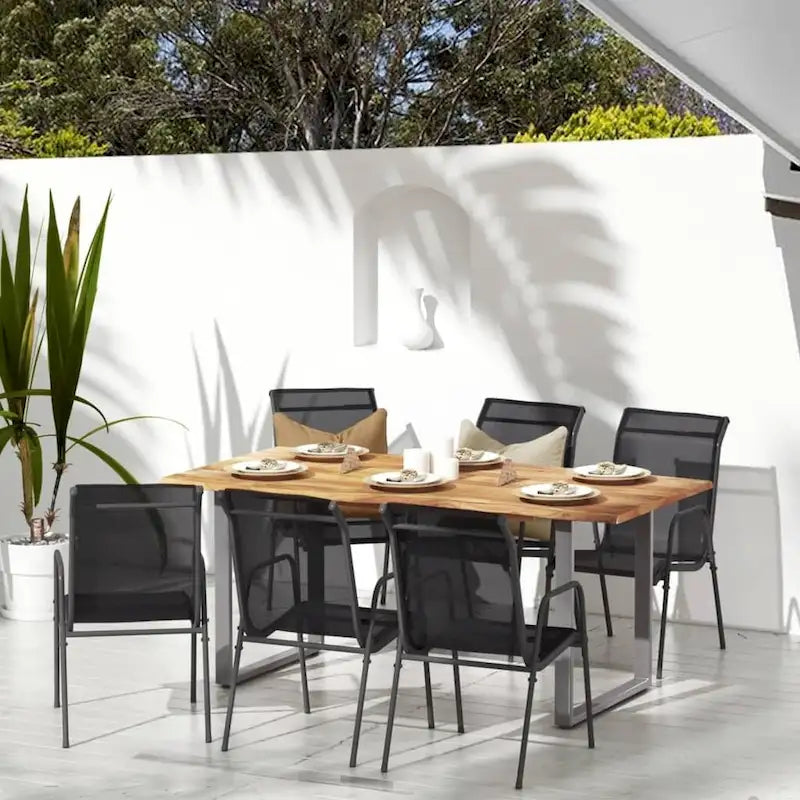 vidaXL Chaises de jardin empilables en acier et textilène noir