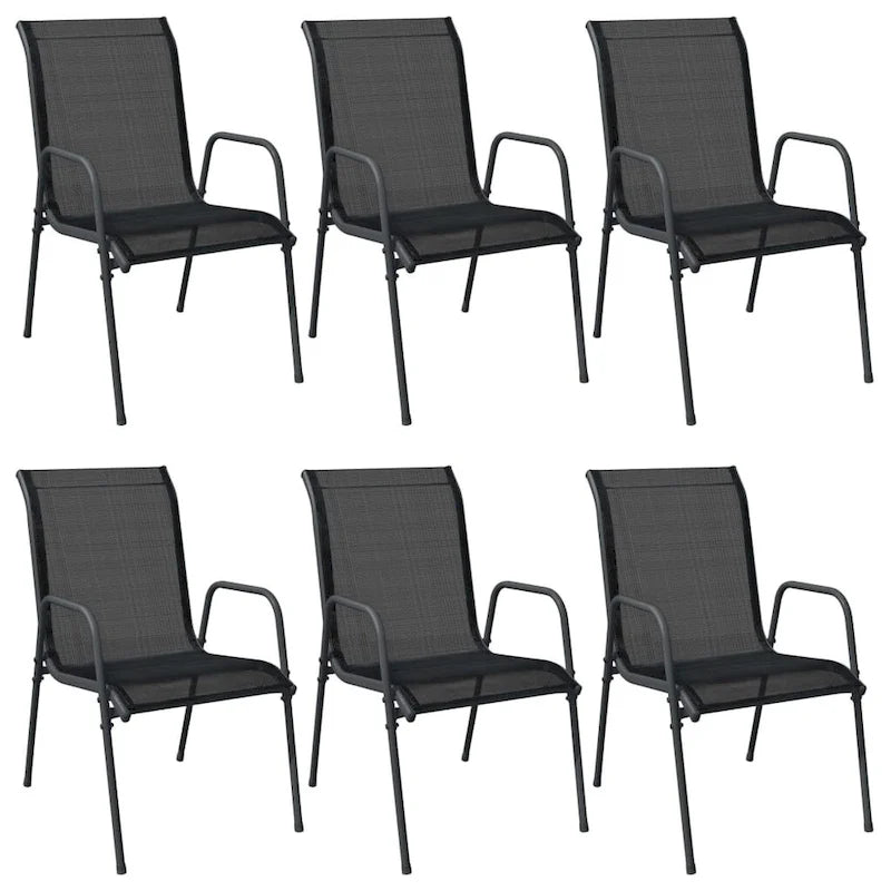 vidaXL Chaises de jardin empilables en acier et textilène noir